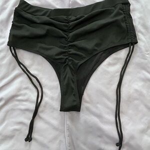 Black Ruched High Waisted Bikini Bottom